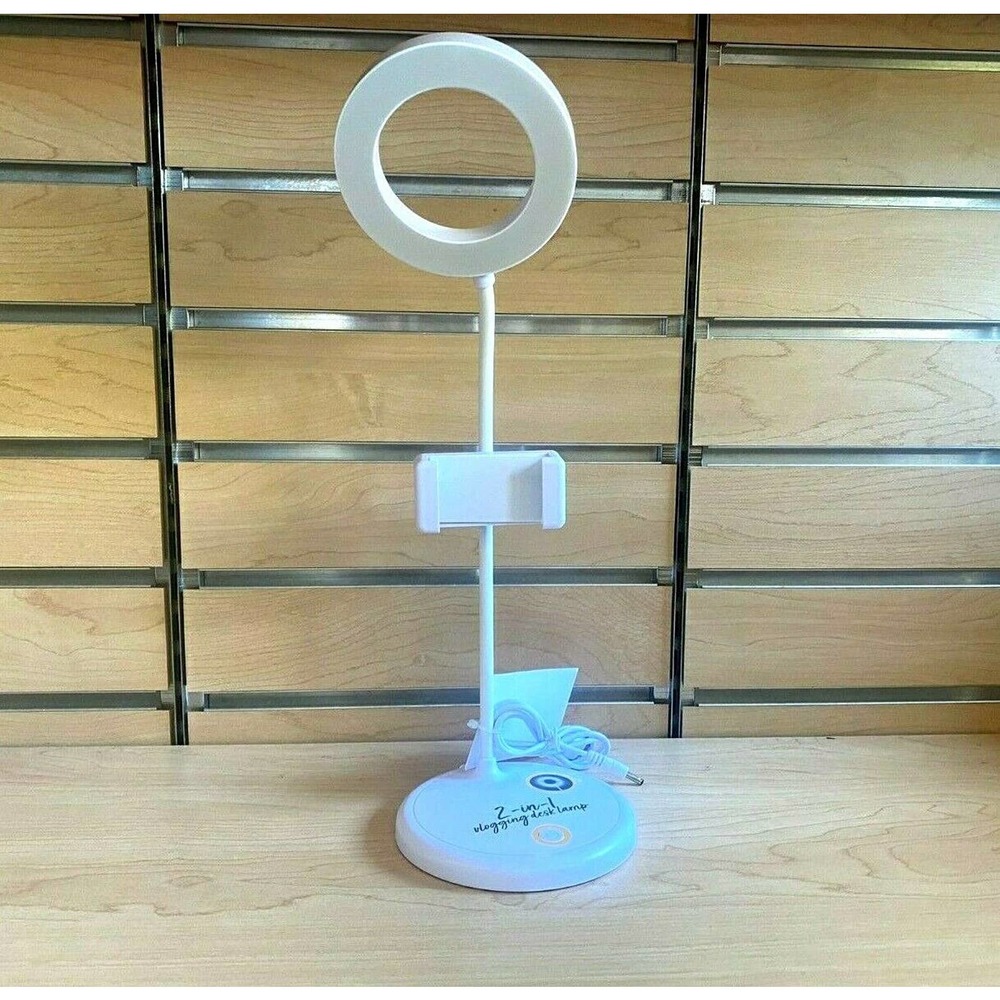 New VIVITAR 2-in1 light Ring Vlogging Desk Lamp LED With Adjustable Phone Holder